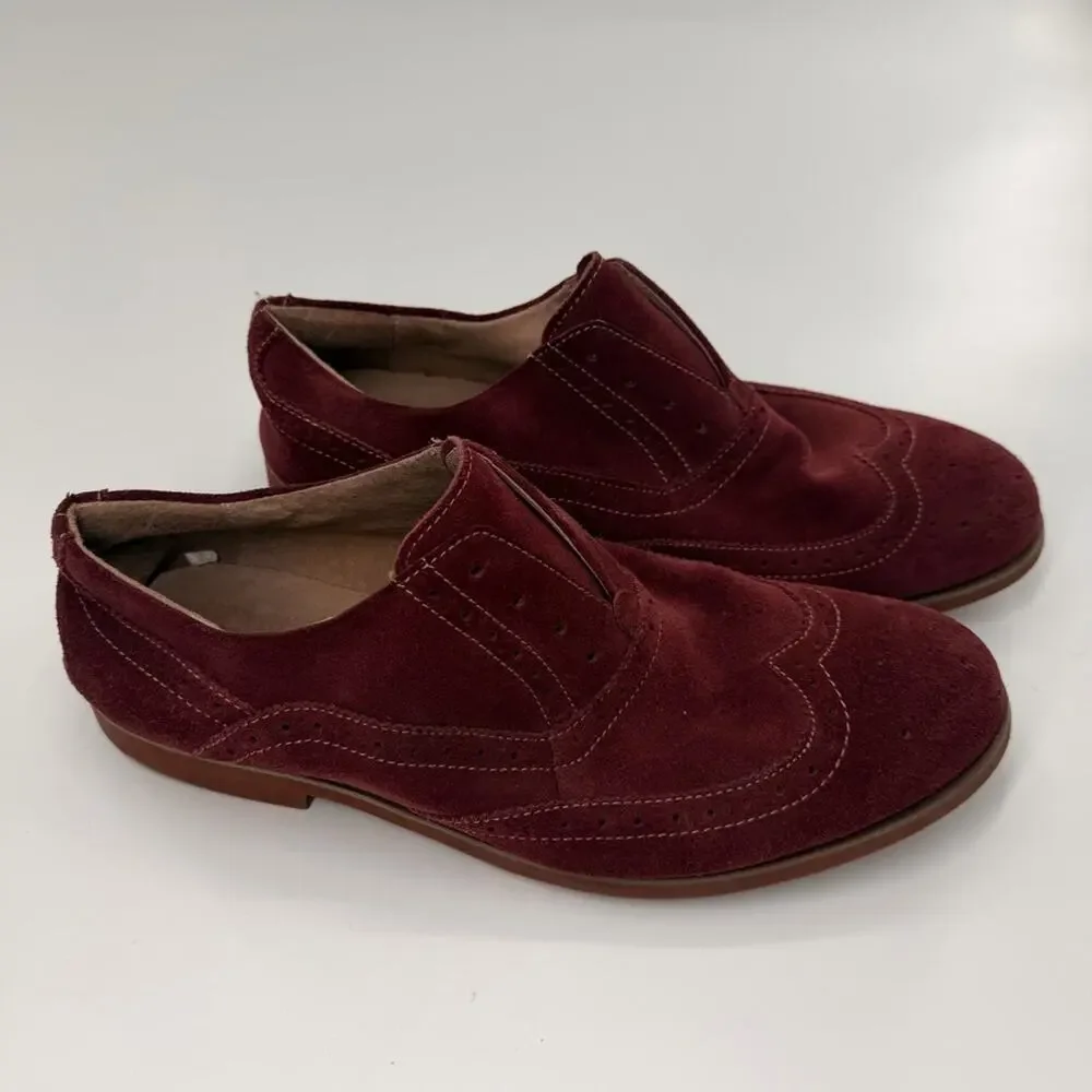Florsheim Suede Wing Tip Oxford Shoes Mens Burgundy Red Dress Fancy Wedding 11.5